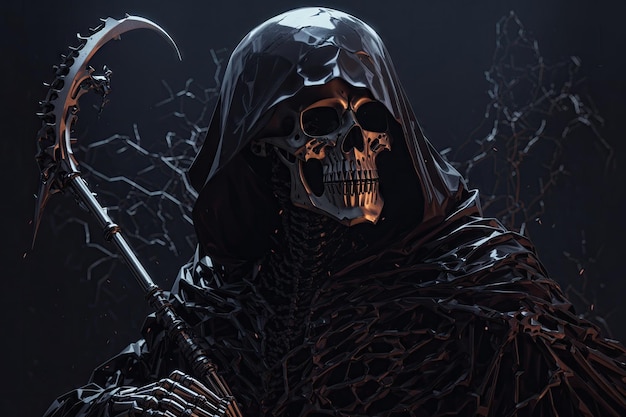 Grim reaper no símbolo de fundo escuro da morte