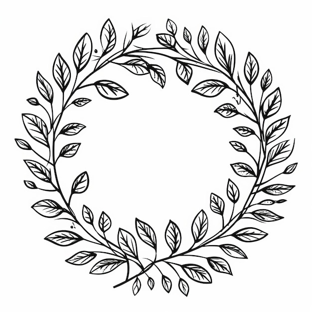 Grinalda de folhas em uma ilustração vetorial de fundo branco para o seu design