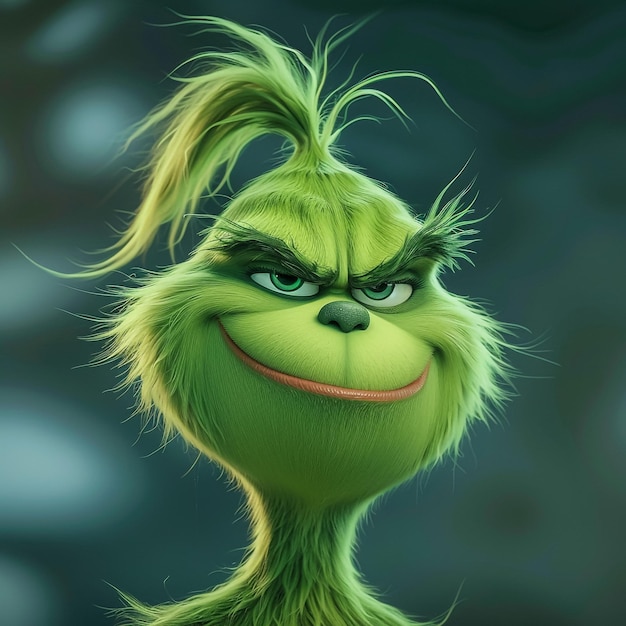 El Grinch del remake de Jim Carey con una gran sonrisa espeluznante estilo como la película colorido