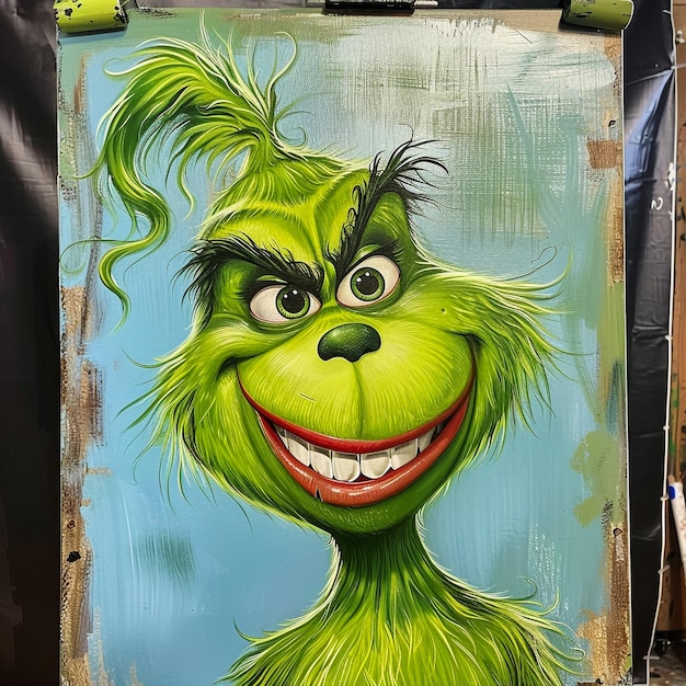 El Grinch del remake de Jim Carey con una gran sonrisa espeluznante estilo como la película colorido