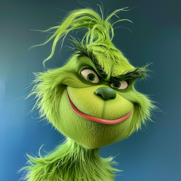 El Grinch del remake de Jim Carey con una gran sonrisa espeluznante estilo como la película colorido