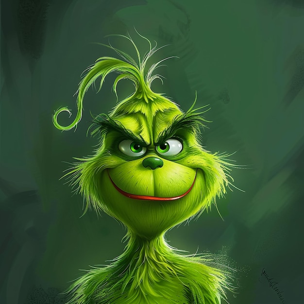 El Grinch del remake de Jim Carey con una gran sonrisa espeluznante estilo como la película colorido