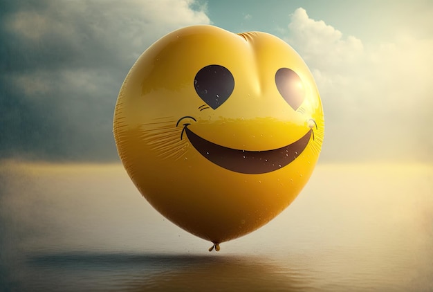 Grinsen und Herzaugen schwebender Emoji-Ballon