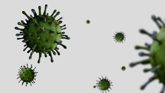Grippe-Coronavirus schwimmt in flüssigkeitsmikroskopischer Ansicht