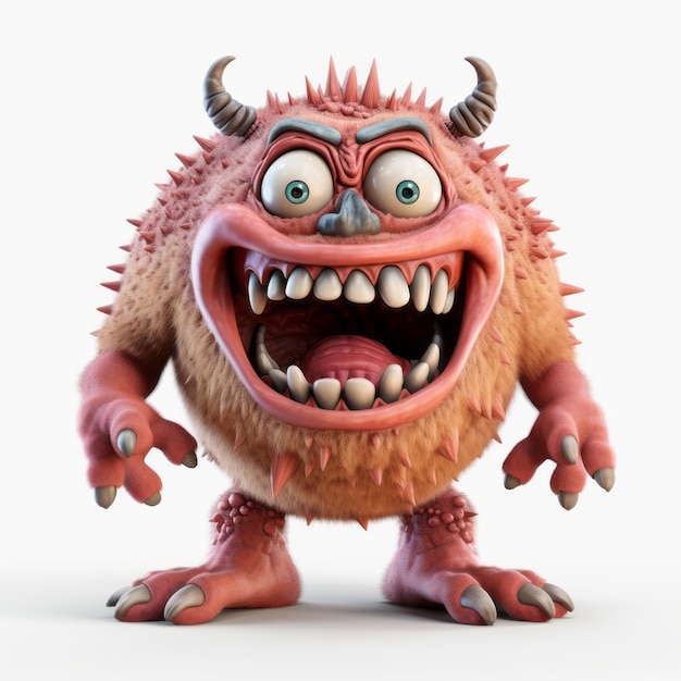 Foto gritty realism 3d cartoon monster mit beängstigenden und freudigen elementen