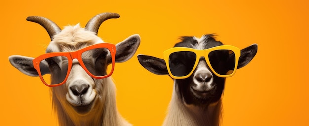 Groovy Goats in Shades Uma reviravolta colorida na IA Gerativa de Farmhouse Chic