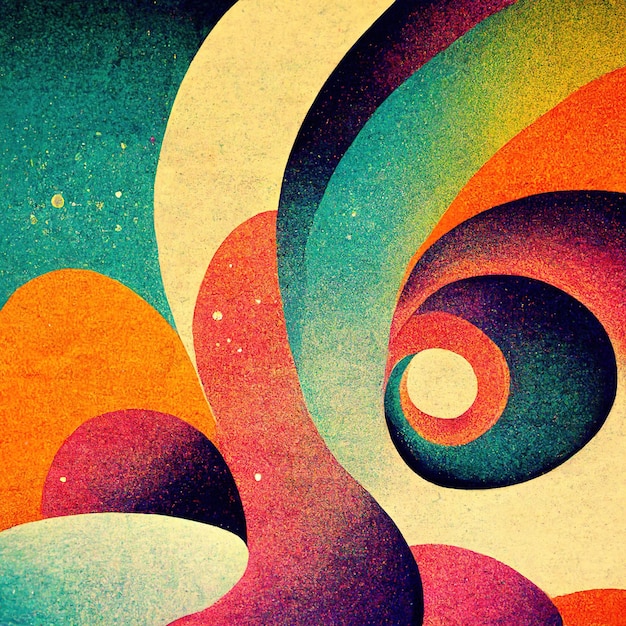 Groovy psicodélico abstracto ondulado decorativo funky fondo Hippie diseño de moda ilustración 3D