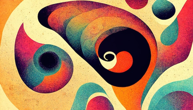 Groovy psicodélico abstrato ondulado decorativo fundo funky Hippie design moderno Arte digital