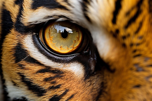 Große Augen Augen eines roten Tigers aus nächster Nähe