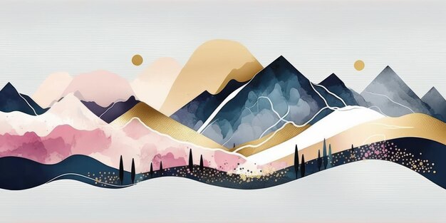 Große Berge Schönes Illustrationsbild Generative AI