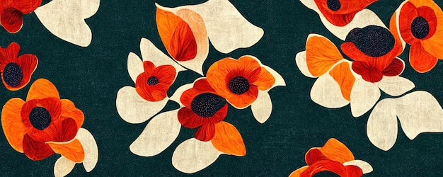 Große Blumen auf bunter abstrakter Tapetenbeschaffenheits-Hintergrundillustration des Gewebes