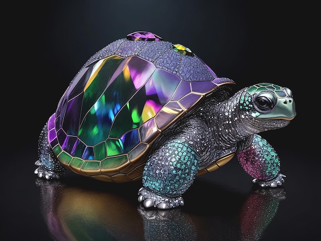 Große diamantglänzende Schildkröte Generative KI