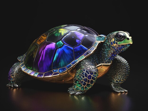 Große diamantglänzende Schildkröte Generative KI