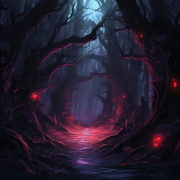große dunkle Wald-Fantasie-Illustration