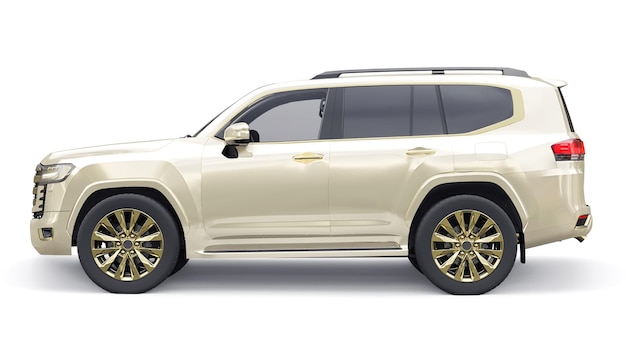 Große Familie Siebensitzer Premium-SUV auf einem weißen isolierten Hintergrund 3D-Darstellung