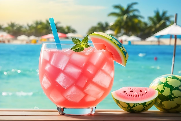 Foto große frische eis-wassermelone