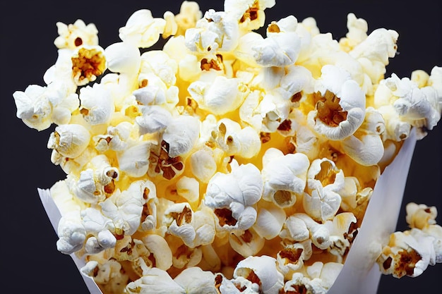 Foto große köstliche portion karamell-popcorn in weißen eimer gegossen