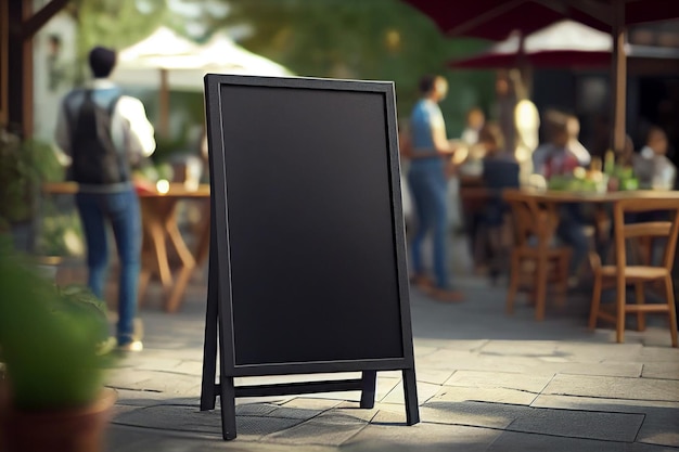 Foto große leere plakate an der straßenwand in der nähe des cafés banner mit platz, um ihren eigenen text hinzufügen hochwertige illustration