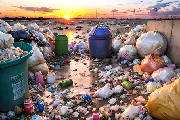 Große Müllhaufen auf der Mülldeponie der Stadt Das Problem der Umweltverschmutzung