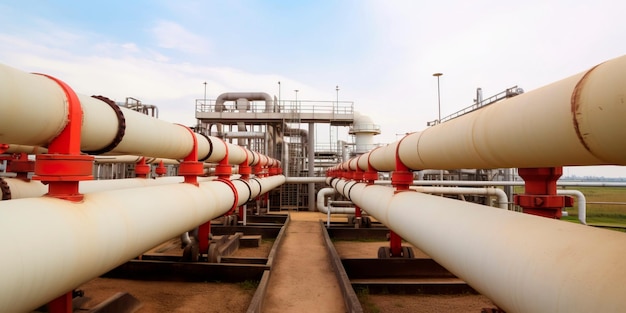 Große Ölpipeline und Gaspipeline im Prozess der Ölraffination und der Bewegung von Öl und Gas Generative KI