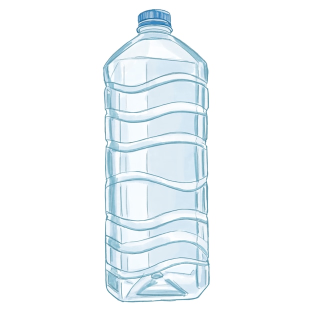 Große Plastikflasche, Hand gezeichnete Illustration.