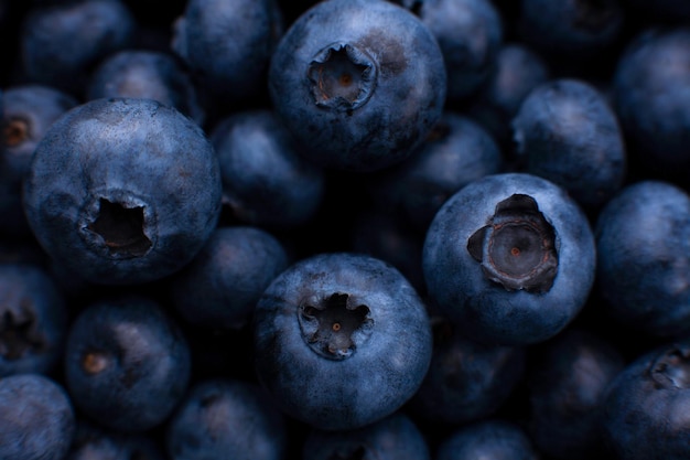 große reife saftige Blaubeeren Makrohintergrund