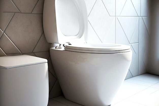 Große Toilettenschüssel aus weißem Porzellan mit Deckel auf weißem Hintergrund
