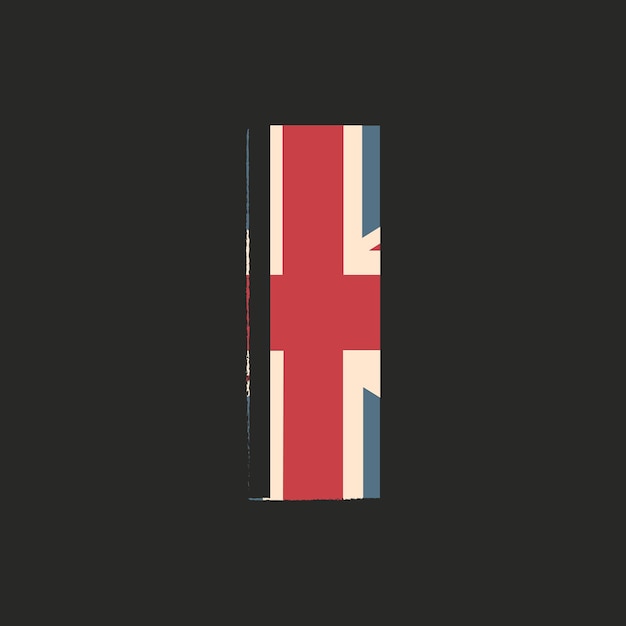 Großer 3D-Buchstabe I mit britischer Flaggentextur isoliert auf schwarzem Hintergrund Vektorillustrationselement für Design Kinderalphabet Großbritannien patriotische Schrift