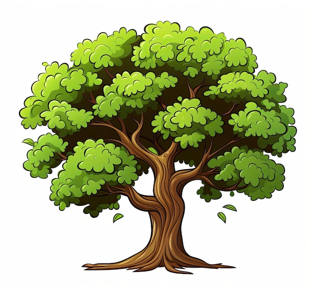 Großer Baum isoliert auf weißem Hintergrund Cartoon-Stil Vektor-Illustration