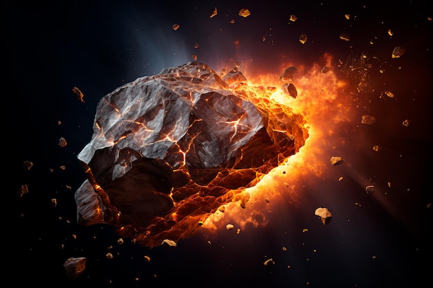 Großer brennender Meteorit im Weltraum, Komet-KI generiert