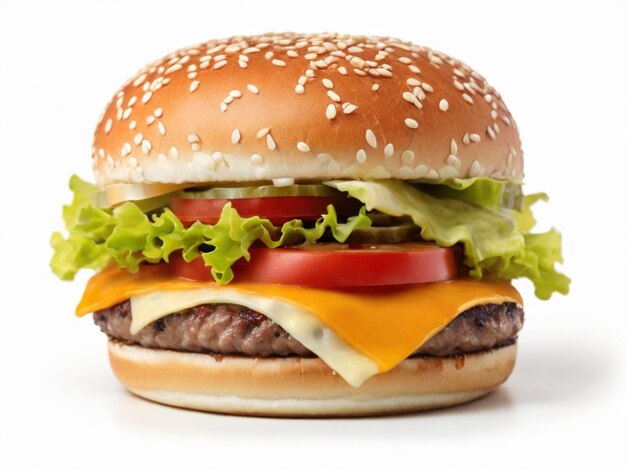 Großer frischer Burger auf weißem transparenten Hintergrund Doppelburger mit veganer Fleischpatty ai Bild