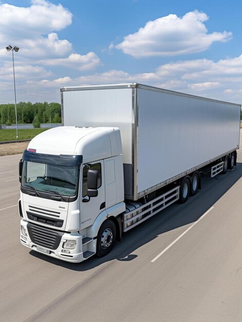 Foto großer gütertransporter semi-lkw auf der straße