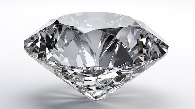 Großer klarer Diamant mit Reflexion. Schillernder Diamant auf weißem Hintergrund