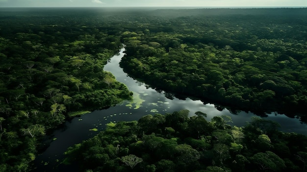 Foto großer luftblick auf den amazonas-regenwald in brasilien südamerika ai