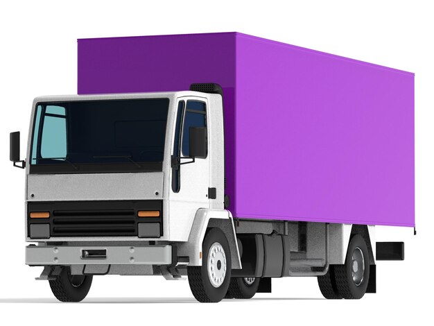 Großer schwarzer LKW mit Sattelanhänger Vorlage zum Platzieren von Grafiken 3D-Rendering