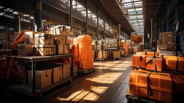 Großes automatisiertes Lagerlogistikzentrum für die Lieferung und Lagerung von KI-generierten Waren