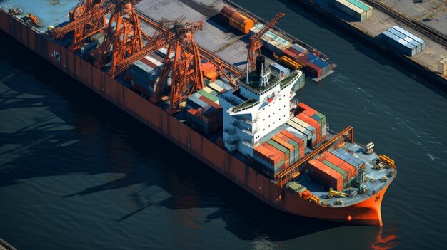 Großes Frachtschiff mit Containern im Hafen