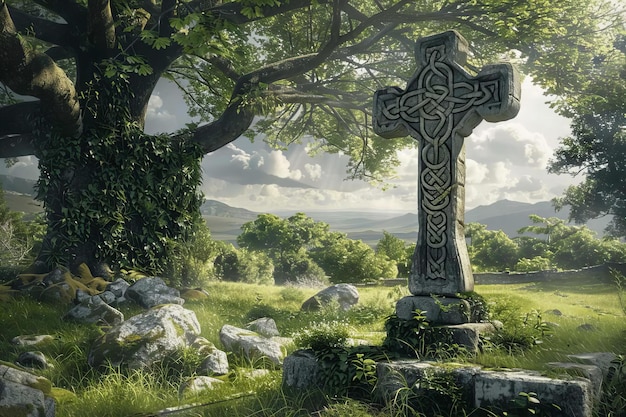 Großes Kreuz auf einem irischen Friedhof