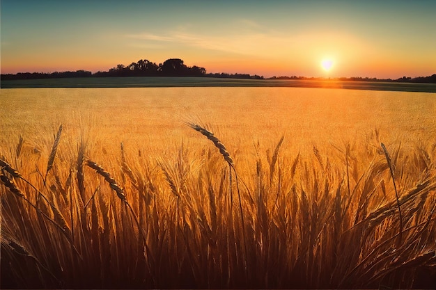 Großes landwirtschaftliches Feld mit Ähren