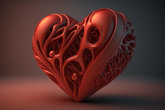 Großes rotes Herz zum Valentinstag Liebe Geschenkkonzept auf dunklem Hintergrund AI generiert
