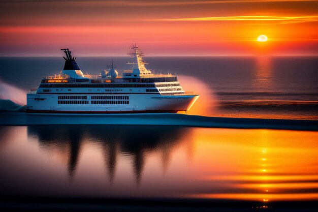 Großes Schiff auf dem Fluss Bild generiert Ai