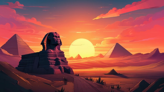 Großes Sphinx von Gizeh-Poster am Morgen mit Blick auf den Sonnenaufgangshimmel
