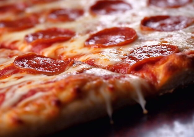 Großes Stück leckere Peperoni-Pizza auf dem TischAI Generative