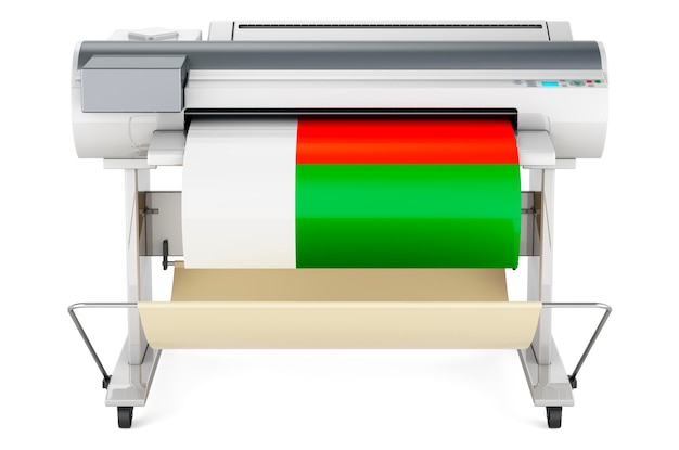 Großformatdrucker mit 3D-Darstellung der Flagge Madagaskars
