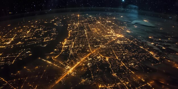Großstädtische Lichter aus dem Weltraum Planeten-Erde-Globus Kommunikationskonzept Generative KI