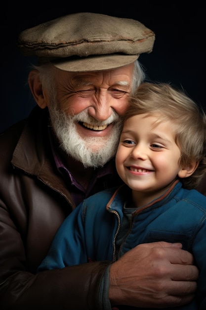 Großvater umarmt sein Enkel glückliche Momente des Familienlebens