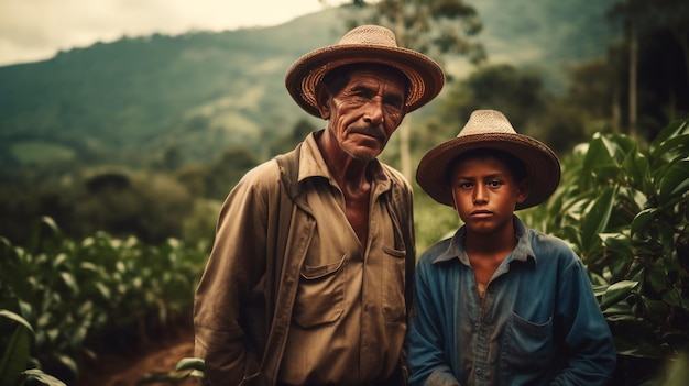 Großvater und Enkel Bauern auf dem Land