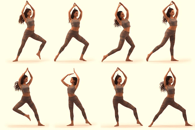 Grounding poses de ioga jovem mulher praticando postura de ioga mulher