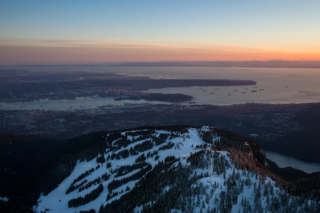 Grouse Mountain con la ciudad de Vancouver al fondo