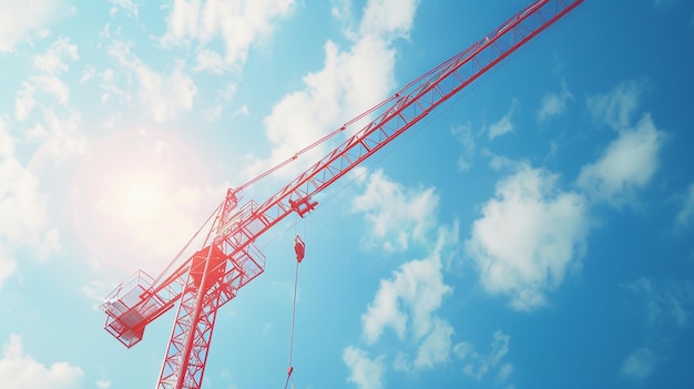 Grúa de construcción contra el cielo azul Imagen de desarrollo de progreso